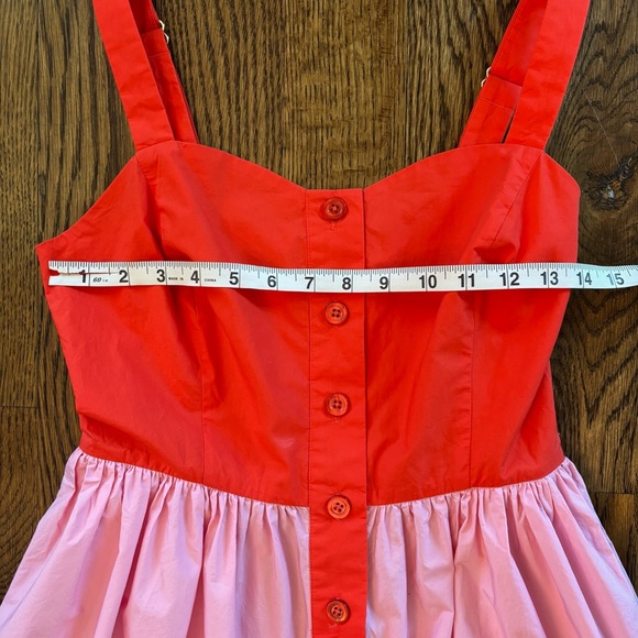 kate spade Two-Tone Red & Light Pink Button-Front Midi Dress - Picture 4 of 6